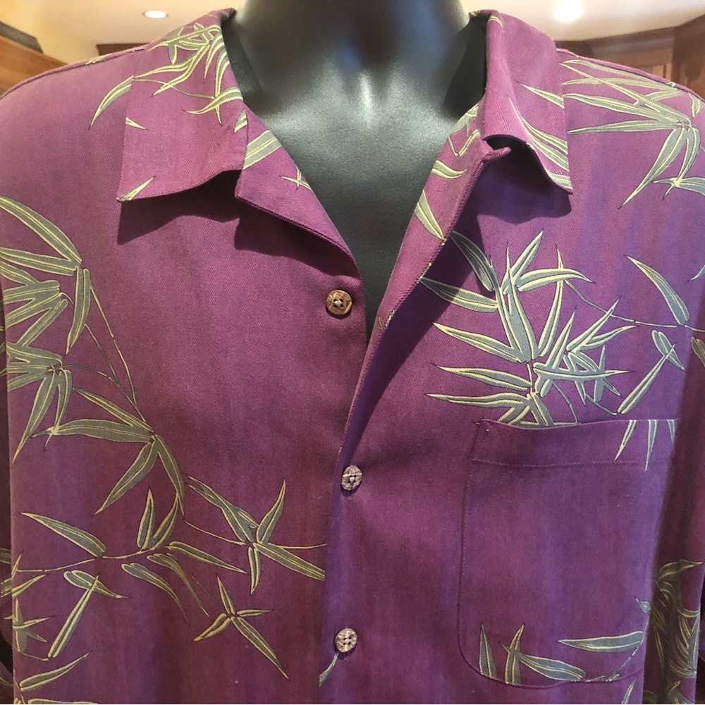 Tommy Bahama Purple and Green Casual Button Down Shirt - Picture 2 of 6